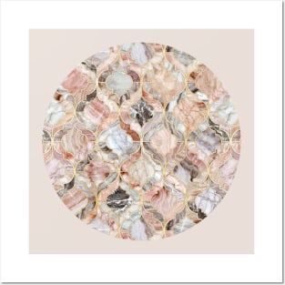 Rose Marble Moroccan Tile Pattern Posters and Art